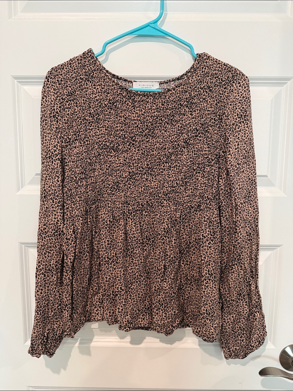 Kirious Los Angeles Black Leopard Print Peplum Blouse